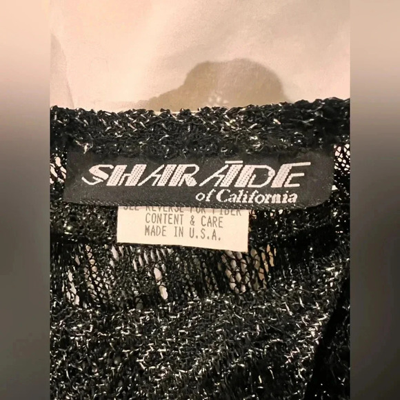 90s Black Silver Cropped Fringe Top - Picture 3 of 7